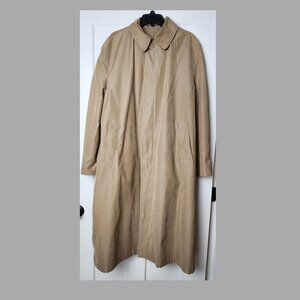 London Fog Full Length Trench Coat Size 42R Khaki/ Tan Removable Liner Beltless